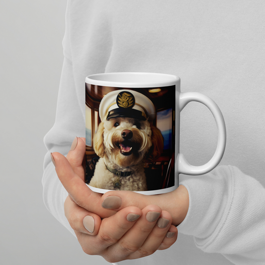 Poodle CruiseShipCaptain White glossy mug