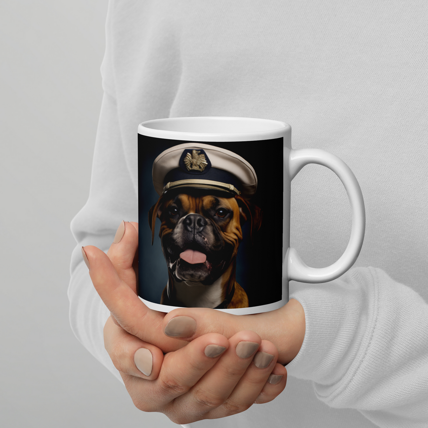 Boxer CruiseShipCaptain White glossy mug