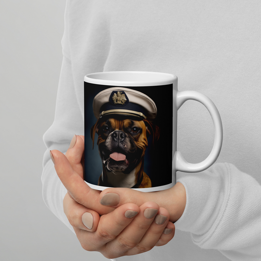 Boxer CruiseShipCaptain White glossy mug