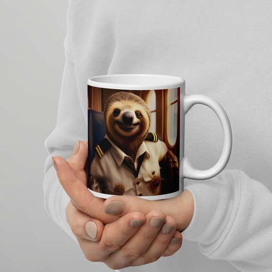 Sloth CruiseShipCaptain White glossy mug