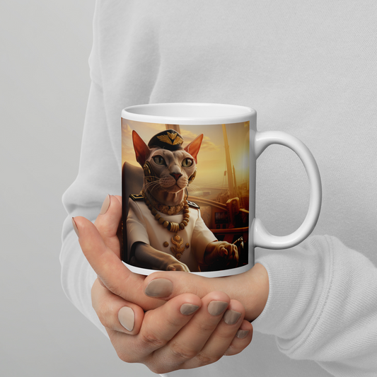 Sphynx CruiseShipCaptain White glossy mug