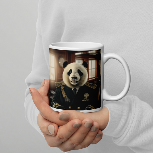 Panda Navy Officer White glossy mug