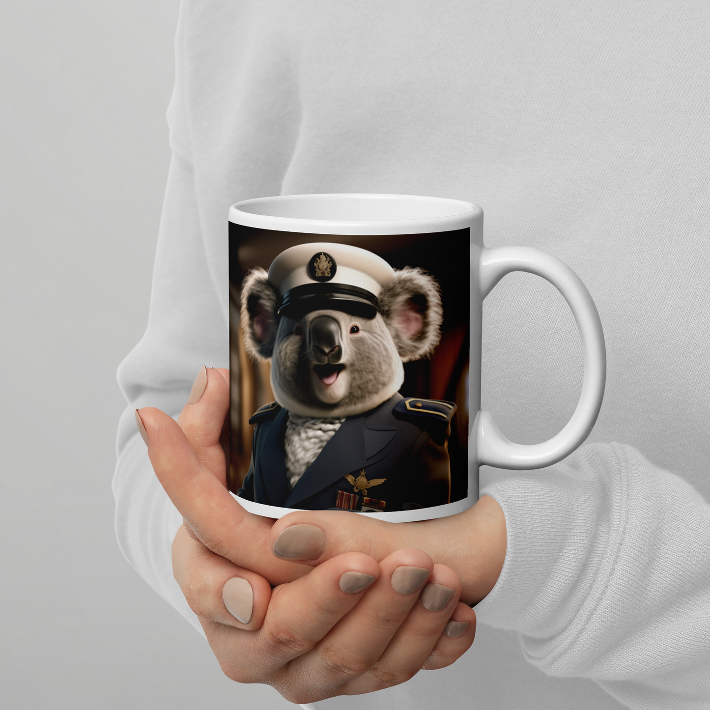 Koala Navy Officer White glossy mug