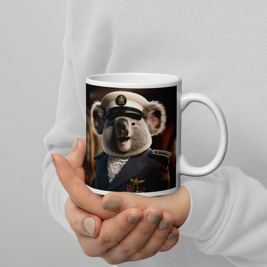 Koala Navy Officer White glossy mug