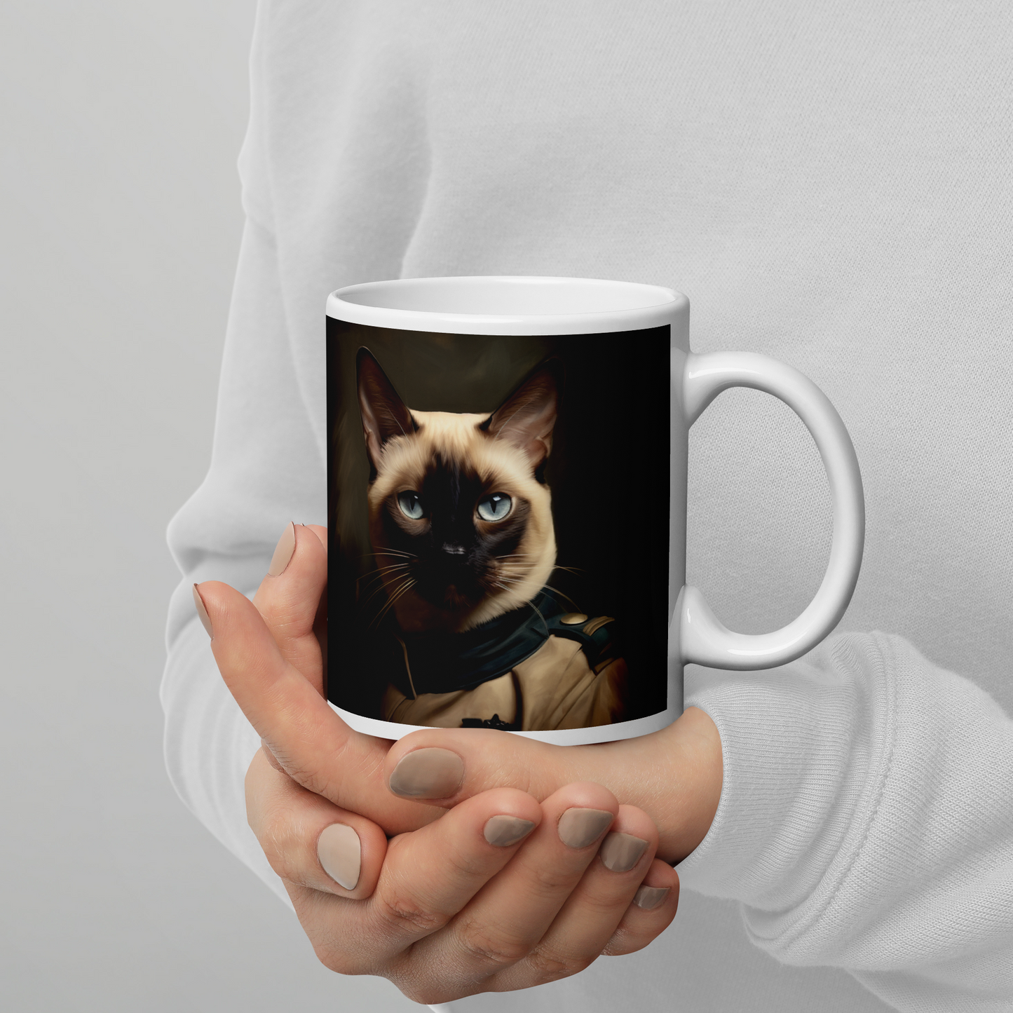 Siamese Navy Officer White glossy mug