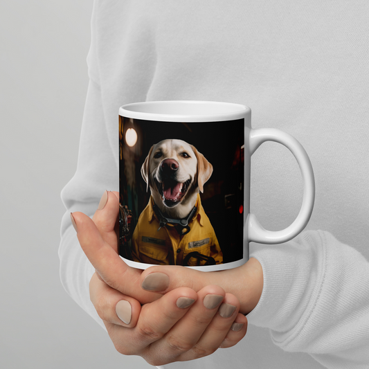Labrador Retriever AutoMechanic White glossy mug