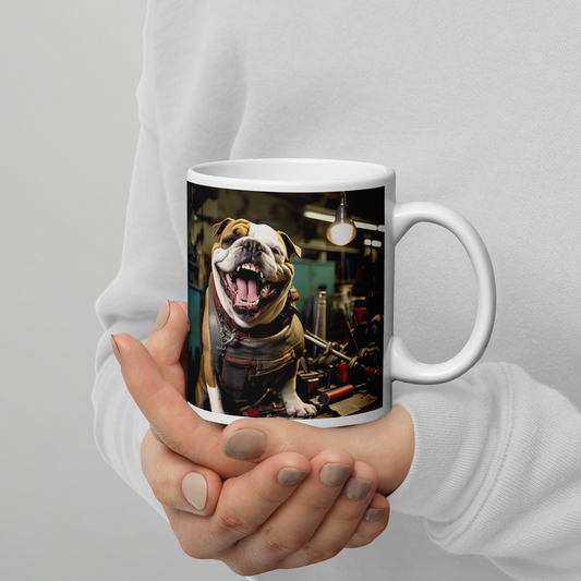 Bulldog AutoMechanic White glossy mug