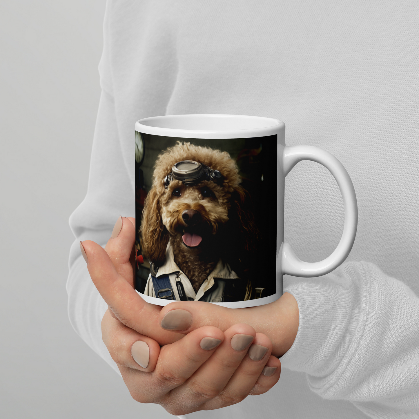 Poodle AutoMechanic White glossy mug