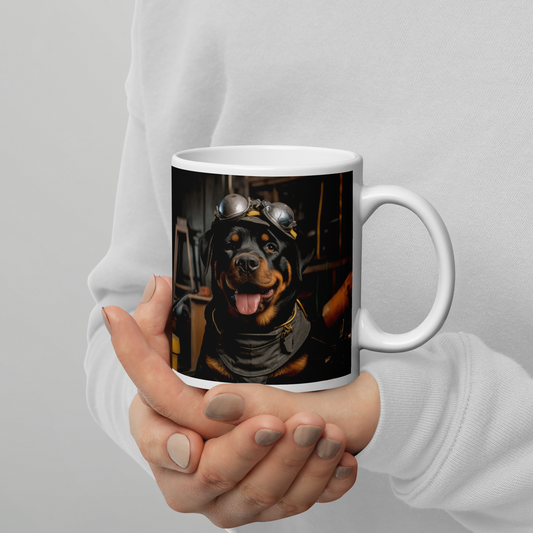 Rottweiler AutoMechanic White glossy mug
