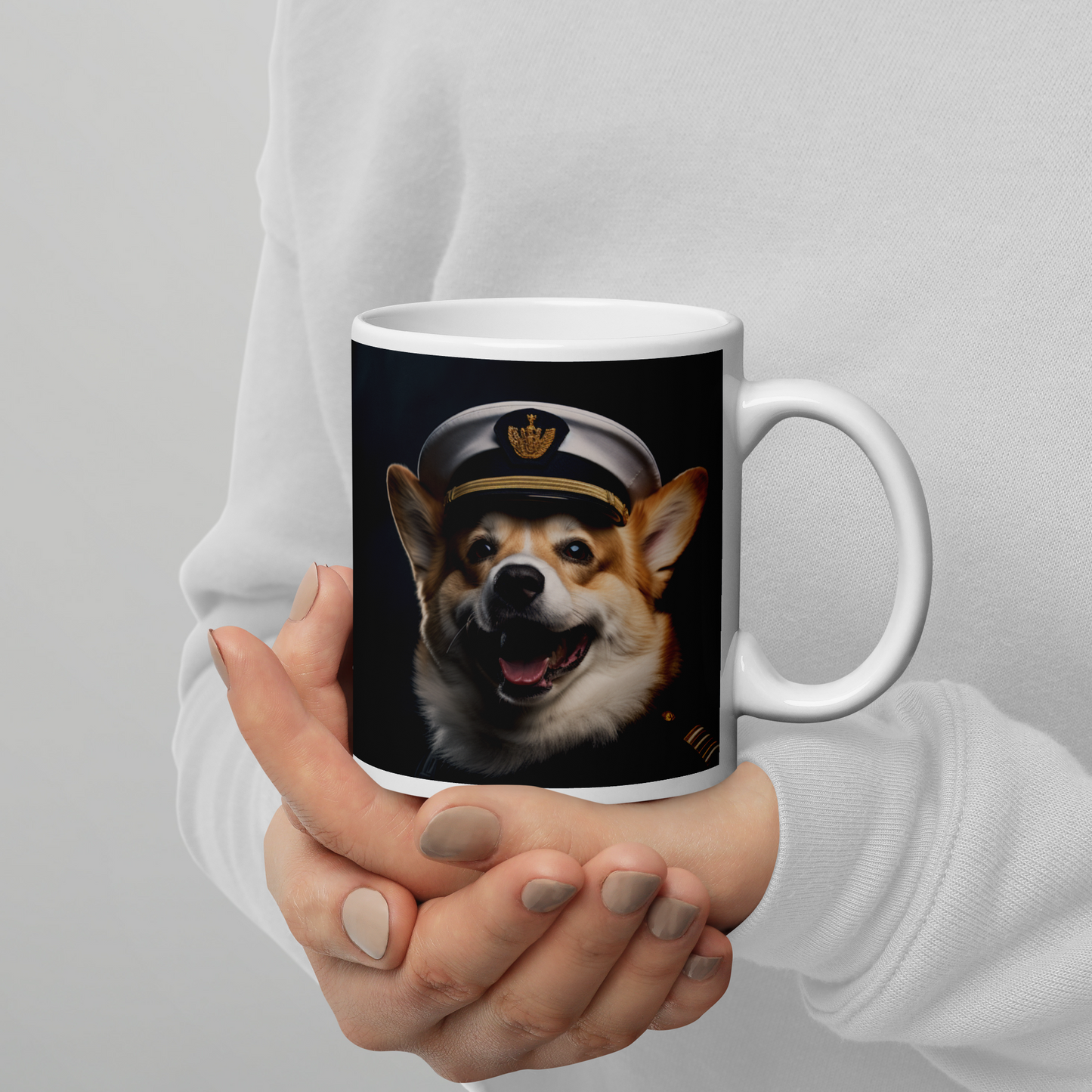 Pembroke Welsh Corgi NavyOfficer White glossy mug