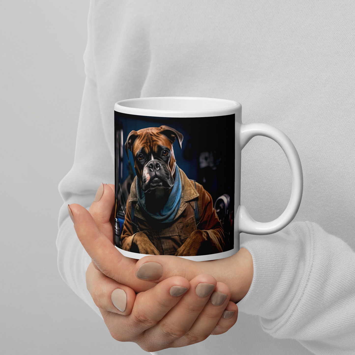 Boxer AutoMechanic White glossy mug