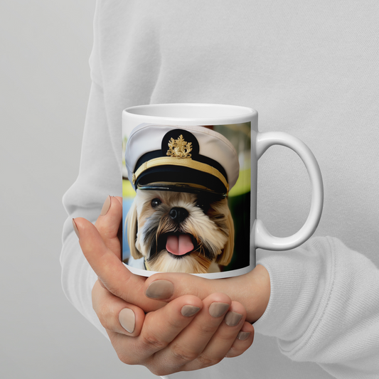 Shih Tzu NavyOfficer White glossy mug