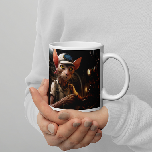 Sphynx AutoMechanic White glossy mug