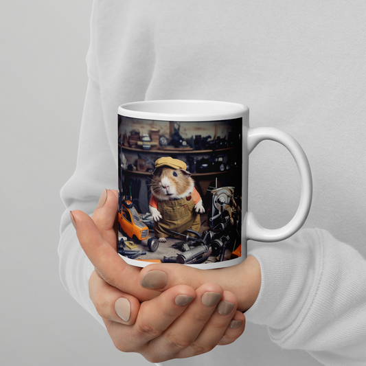 Guinea Pigs AutoMechanic White glossy mug