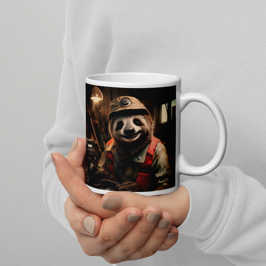 Sloth AutoMechanic White glossy mug