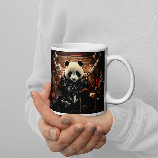 Panda AutoMechanic White glossy mug