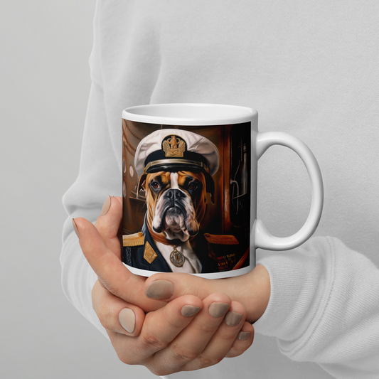 Boxer NavyOfficer White glossy mug