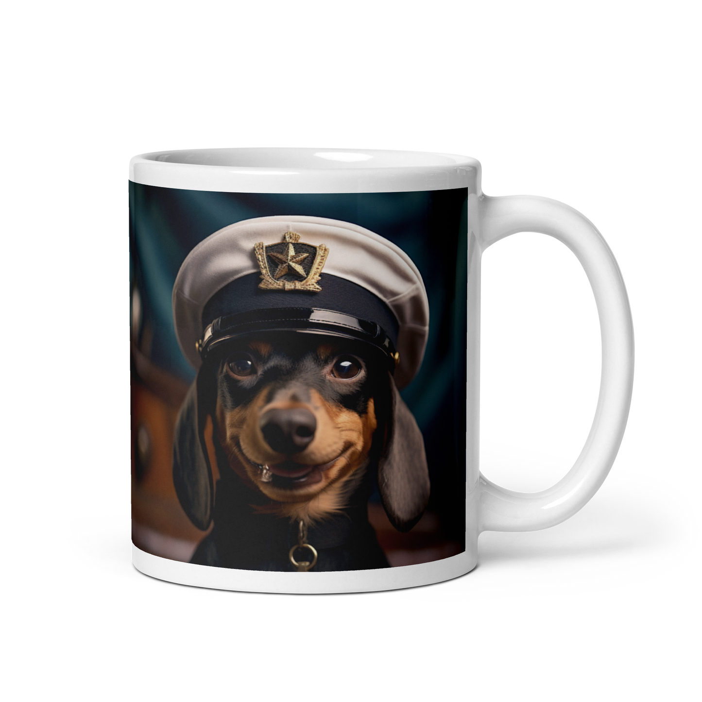 Dachshund NavyOfficer White glossy mug