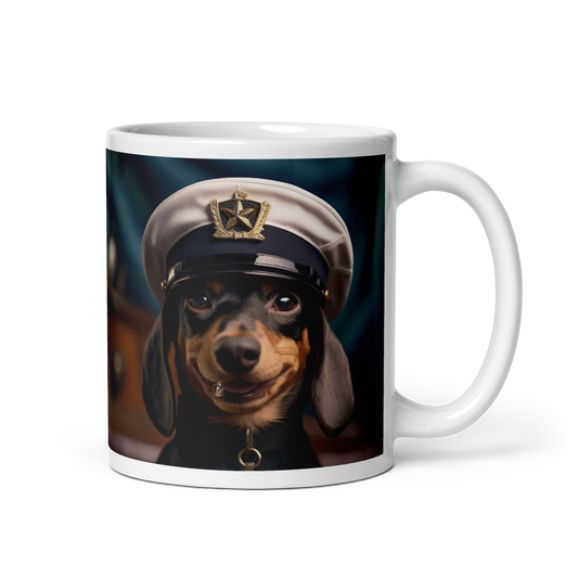 Dachshund NavyOfficer White glossy mug