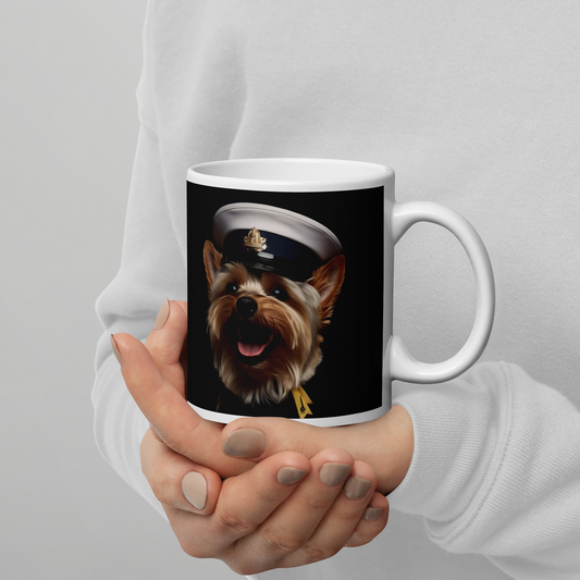 Yorkshire Terrier NavyOfficer White glossy mug