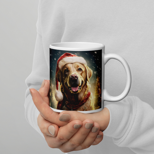 Labrador Retriever Christmas White glossy mug