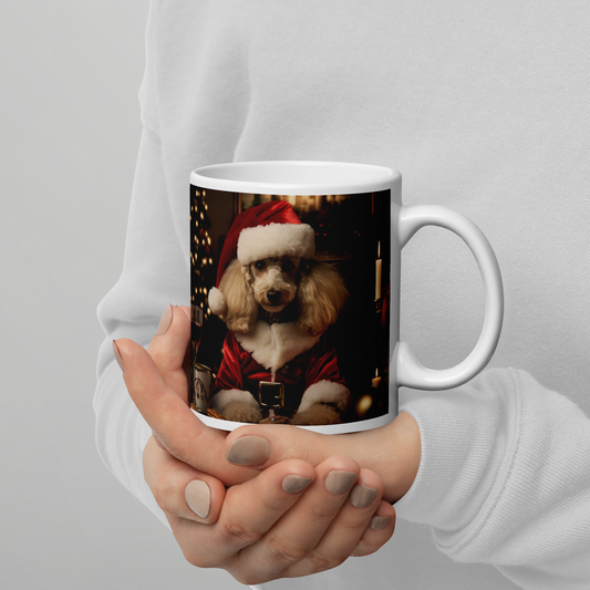 Poodle Christmas White glossy mug