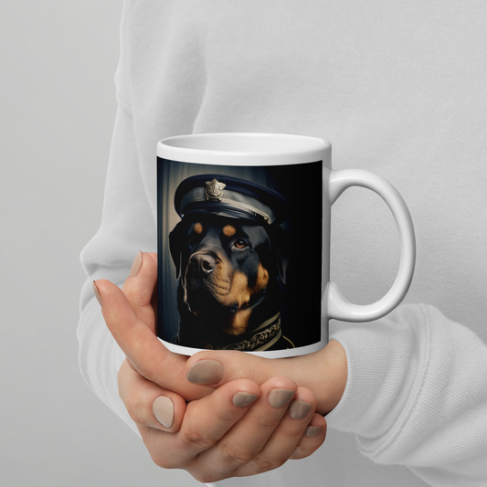 Rottweiler NavyOfficer White glossy mug