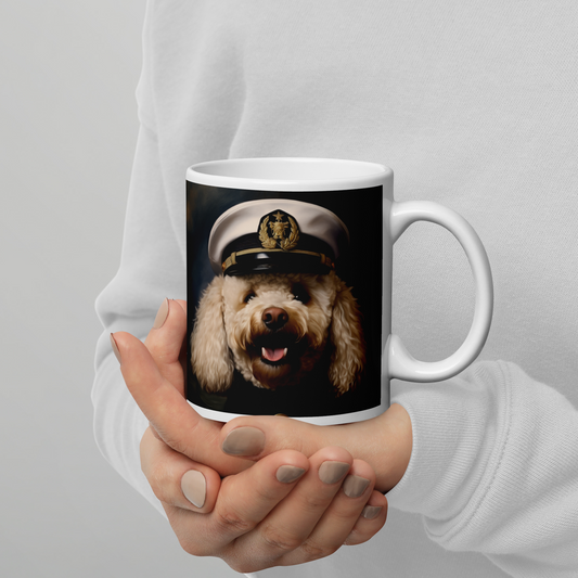 Poodle NavyOfficer White glossy mug