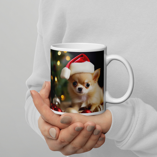 Chihuahua Christmas White glossy mug