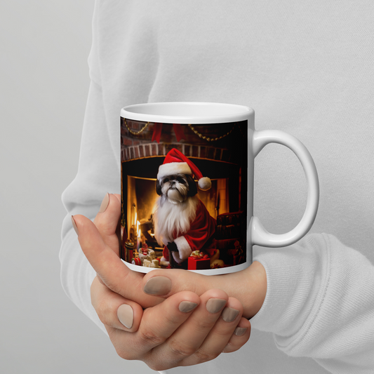 Shih Tzu Christmas White glossy mug