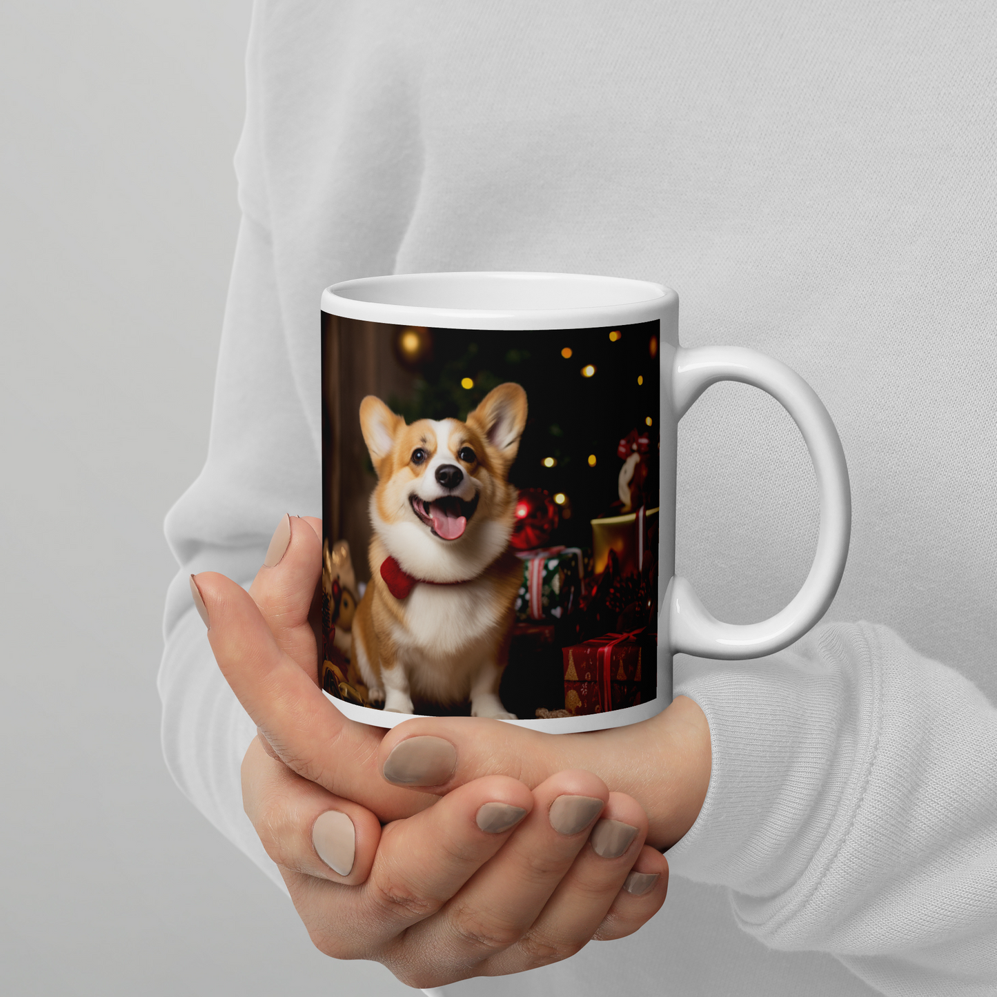 Pembroke Welsh Corgi Christmas White glossy mug