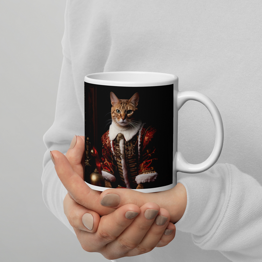 Domestic Shorthair Christmas White glossy mug