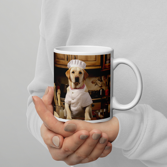 Labrador Retriever Chef White glossy mug