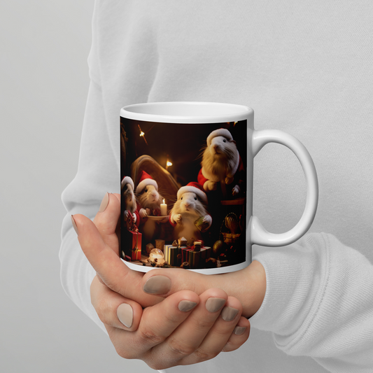 Guinea Pigs Christmas White glossy mug