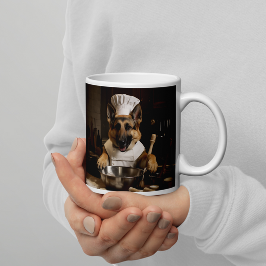 German Shepherd Chef White glossy mug