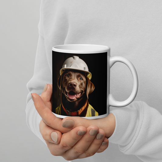 Labrador Retriever ConstructionWorker White glossy mug