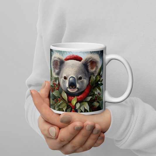 Koala Christmas White glossy mug
