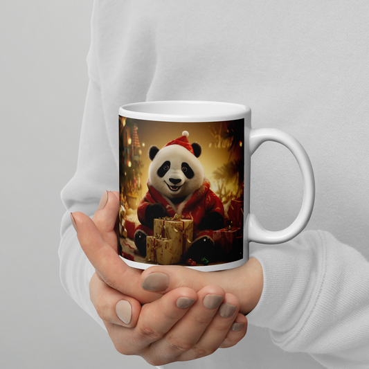 Panda Christmas White glossy mug