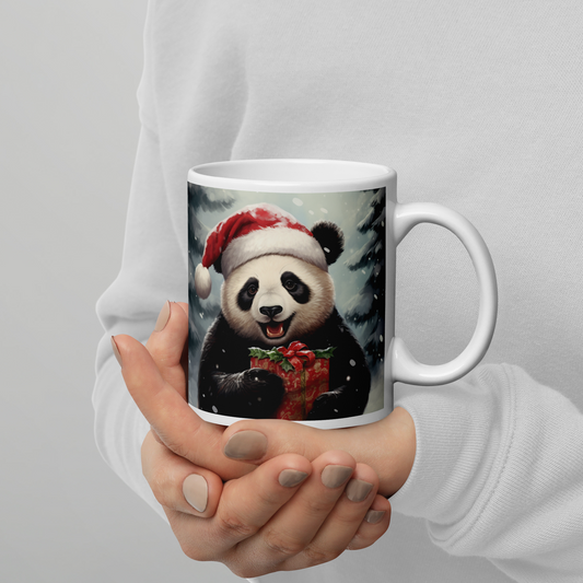 Panda Christmas White glossy mug