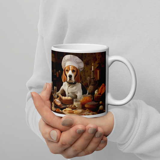 Beagle Chef White glossy mug