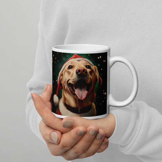 Labrador Retriever Christmas White glossy mug