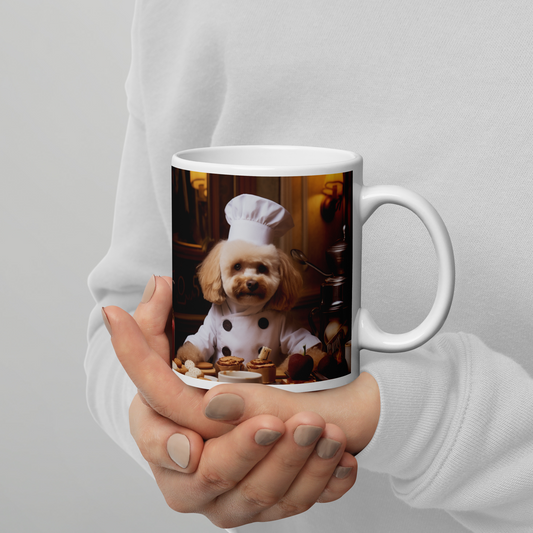 Poodle Chef White glossy mug