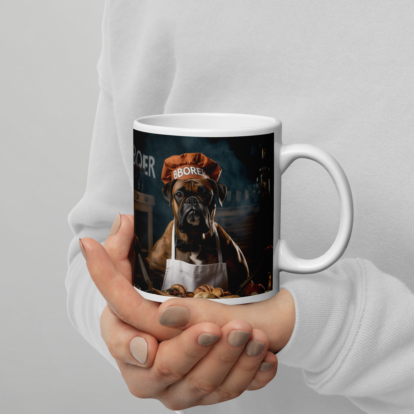 Boxer Chef White glossy mug