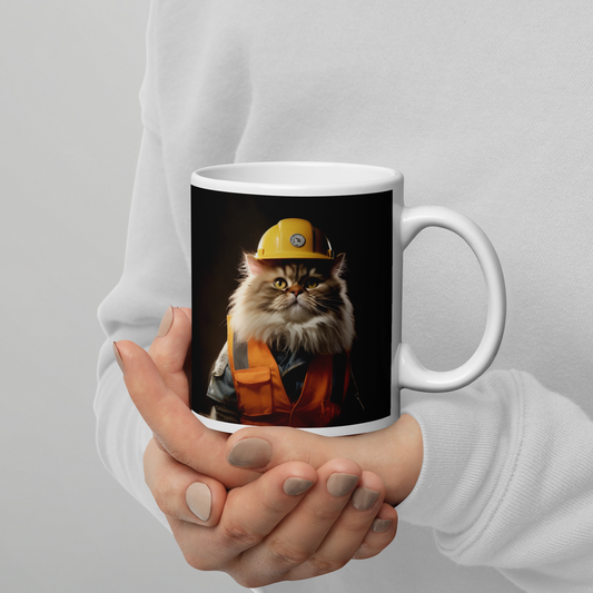 Persian ConstructionWorker White glossy mug