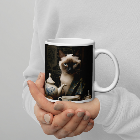 Siamese Chef White glossy mug