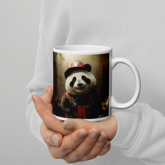 Panda ConstructionWorker White glossy mug
