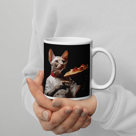 Sphynx Chef White glossy mug