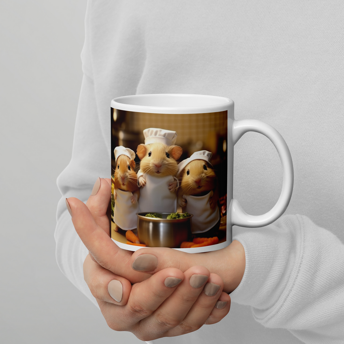 Guinea Pigs Chef White glossy mug