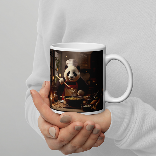 Panda Chef White glossy mug